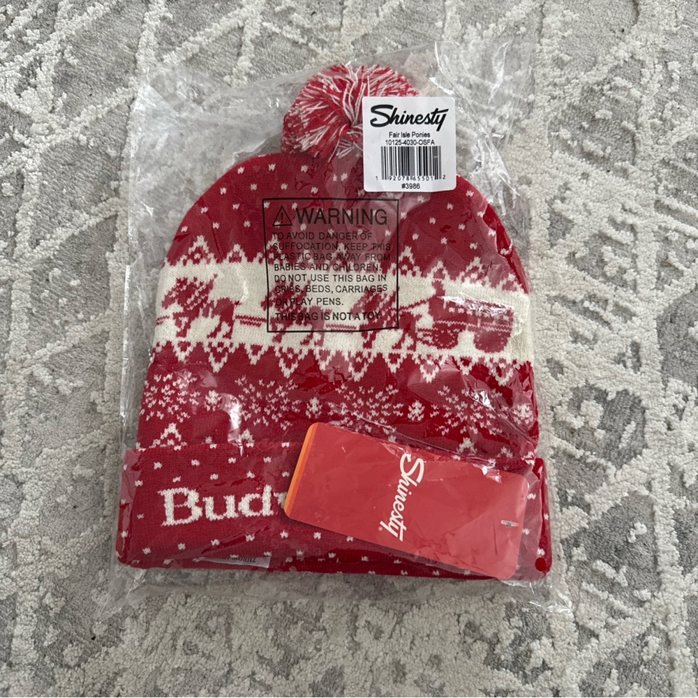 Budweiser Fair Isle Ponies  Beanie with pom Pom